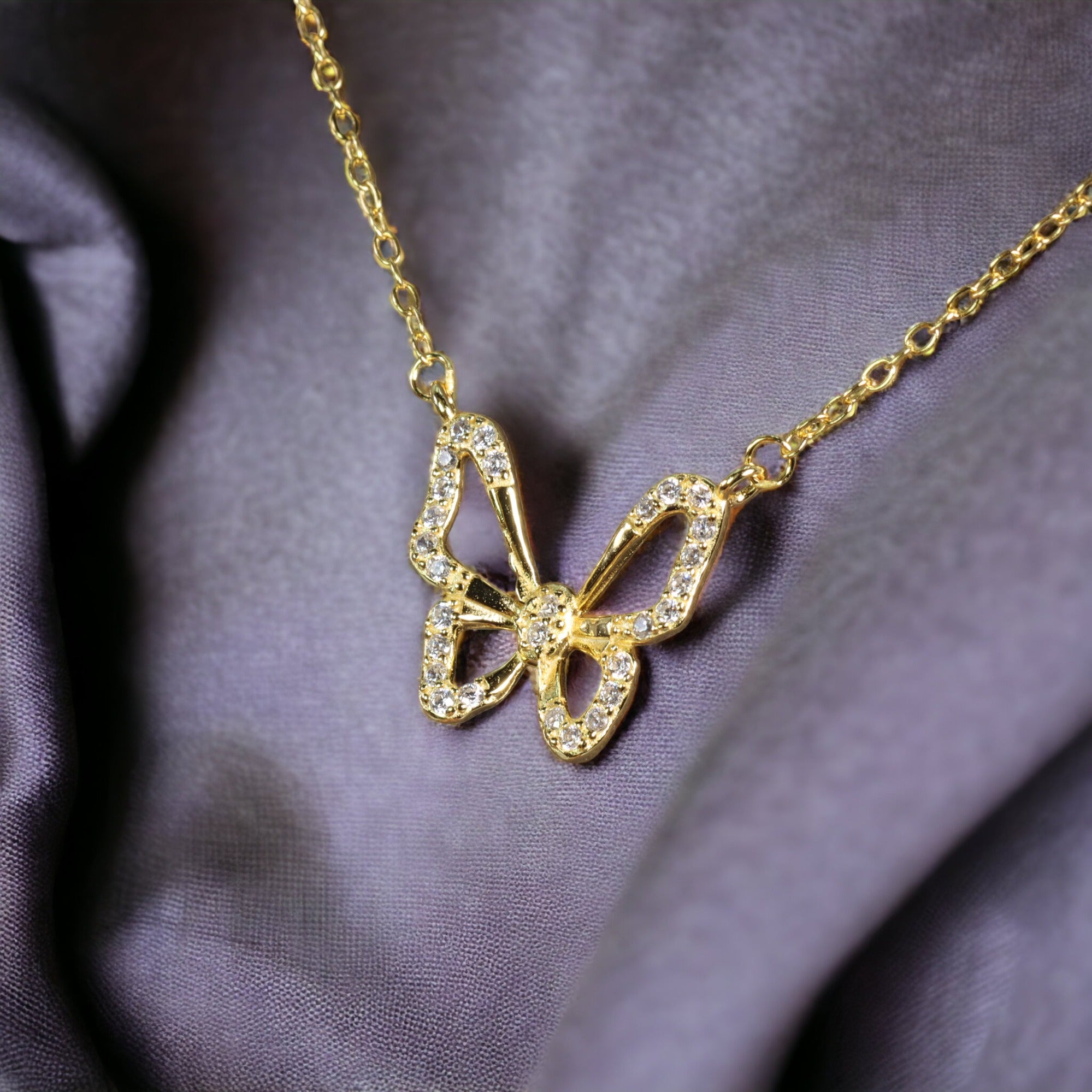 Crystal butterfly necklace hotsell