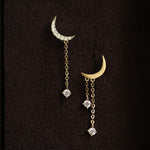 Load image into Gallery viewer, MOONLIGHT THREADER STUD EARRINGS - Luminous Amore
