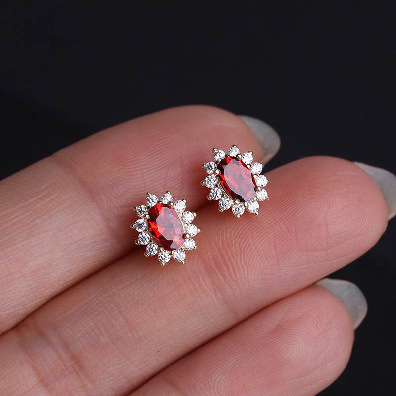 GARNET EARRINGS WITH ZIRCONIA - Luminous Amore