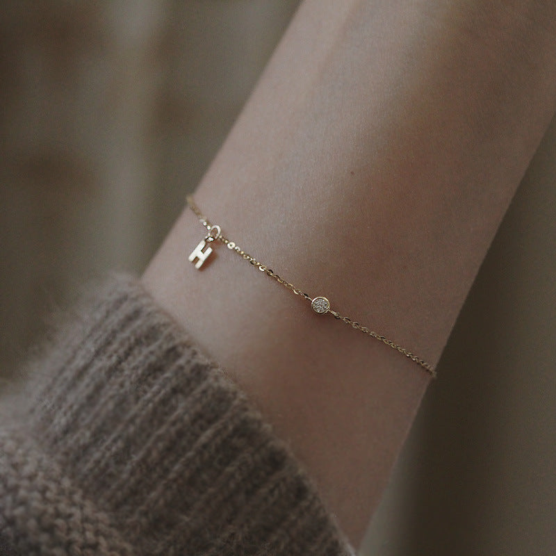 GOLD H INITIAL & DIAMOND BRACELET - Luminous Amore