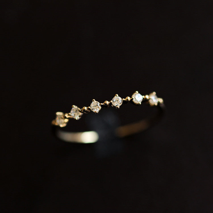 WHITE ROUND CUBIC ZIRCONIA STACKER RING - Luminous Amore