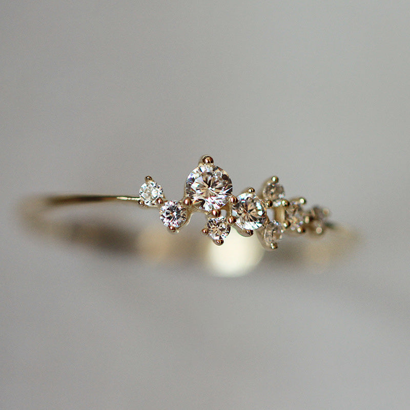 PLATED GOLD CUBIC ZIRCONIA FANCY DRESS RING - Luminous Amore