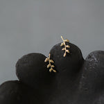 Load image into Gallery viewer, MINI GOLDEN LEAF STUD EARRINGS - Luminous Amore
