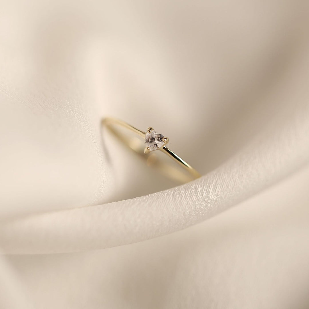 GOLD CUBIC ZIRCONIA HEART RING - Luminous Amore