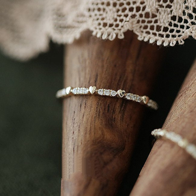 MINI HEART CUBIC ZIRCONIA SET RING - Luminous Amore