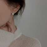 Load image into Gallery viewer, OVAL CUBIC ZIRCONIA WITH PEARL STUD EARRINGS - Luminous Amore
