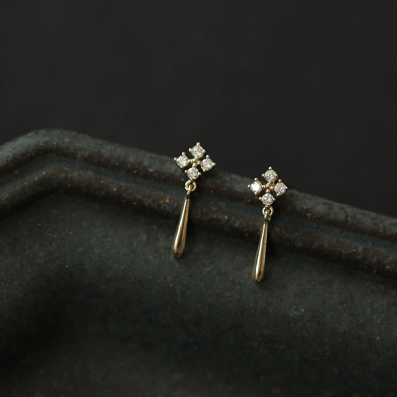 SINGLE CROSS DROP STUD EARRINGS - Luminous Amore