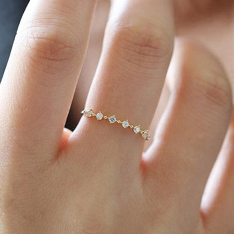 S925 Sterling Silver Plated with 14K Gold Stunning Cubic Zirconia Ring for Women, Minimalist Ring, Sterling Silver Rings, Dainty Rings, Wedding Anniversary Promise Ring - Luminous Amore