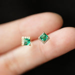 Load image into Gallery viewer, GREEN CRYSTAL SQUARE STUD EARRINGS - Luminous Amore
