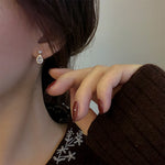 Load image into Gallery viewer, OVAL CUBIC ZIRCONIA WITH PEARL STUD EARRINGS - Luminous Amore
