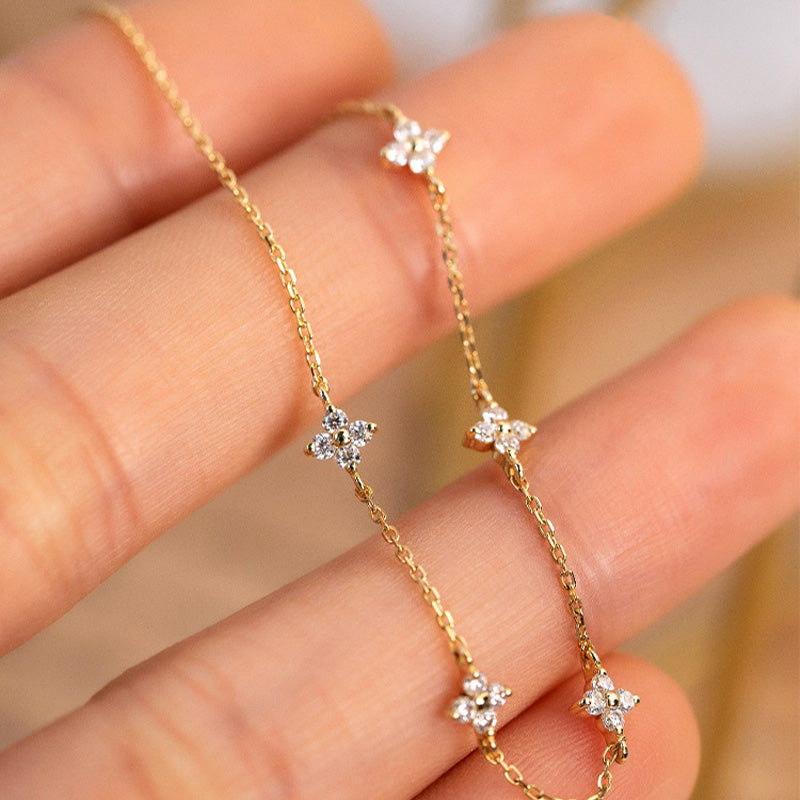 S925 Silver-Plated 18K Gold Four-Leaf Clover Bracelet - Luminous Amore
