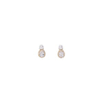 Load image into Gallery viewer, OVAL CUBIC ZIRCONIA WITH PEARL STUD EARRINGS - Luminous Amore
