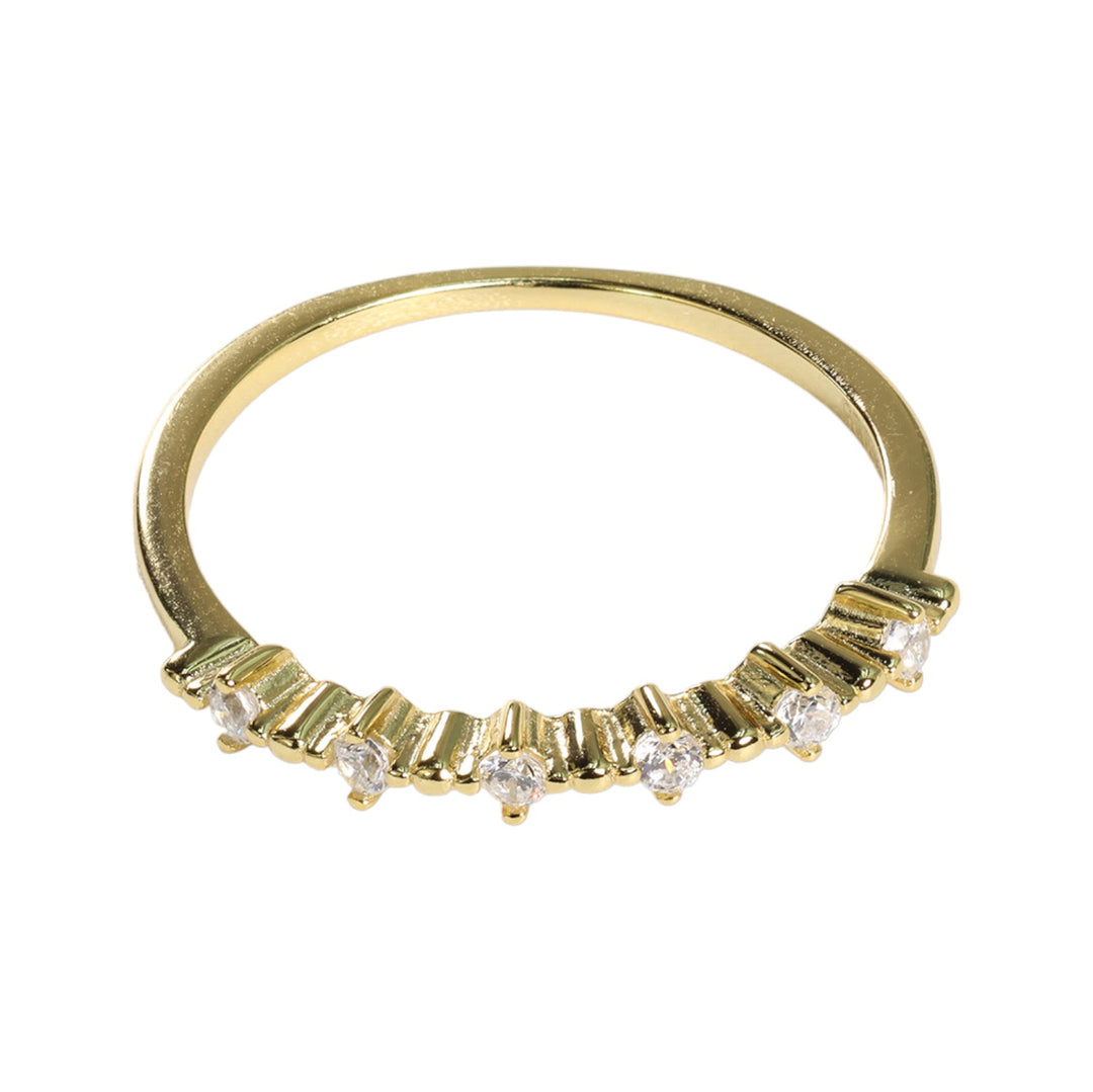 WHITE ROUND CUBIC ZIRCONIA STACKER RING - Luminous Amore