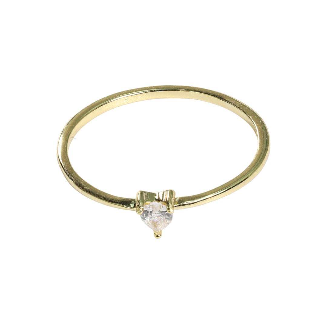 GOLD CUBIC ZIRCONIA HEART RING - Luminous Amore