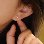 Load image into Gallery viewer, FLORA WITH PINK CUBIC ZIRCONIA STUD EARRINGS - Luminous Amore
