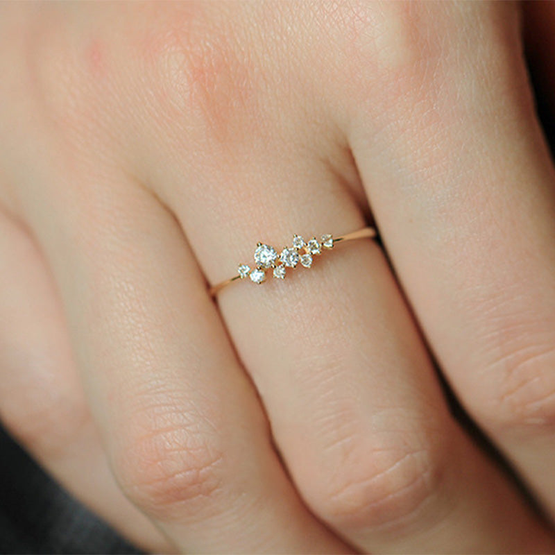PLATED GOLD CUBIC ZIRCONIA FANCY DRESS RING - Luminous Amore