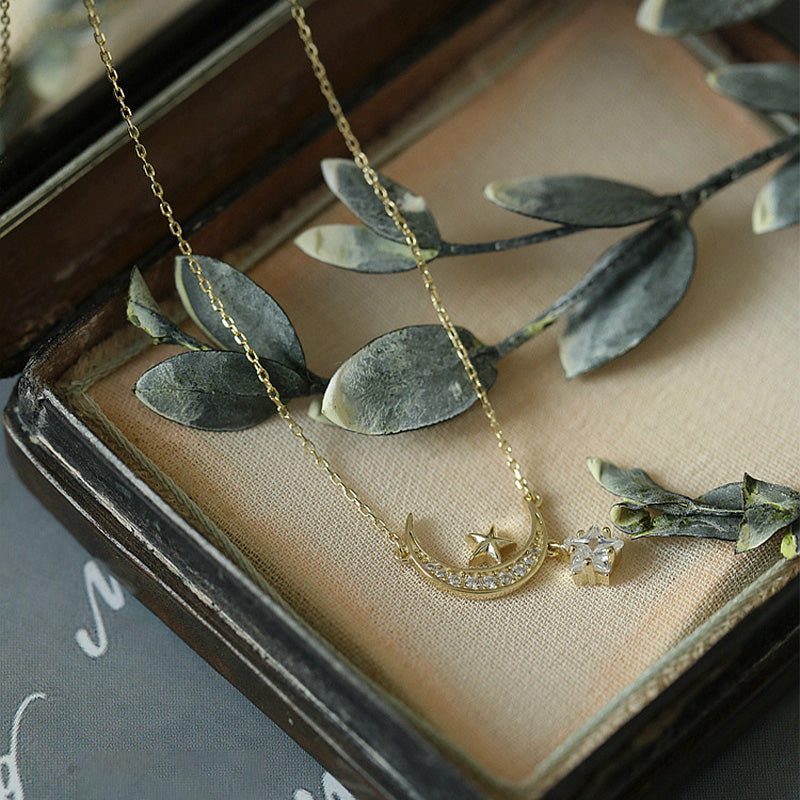 MOON & STAR ETERNITY NECKLACE - Luminous Amore