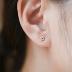 Load image into Gallery viewer, FLORA WITH PINK CUBIC ZIRCONIA STUD EARRINGS - Luminous Amore
