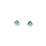 Load image into Gallery viewer, GREEN CRYSTAL SQUARE STUD EARRINGS - Luminous Amore
