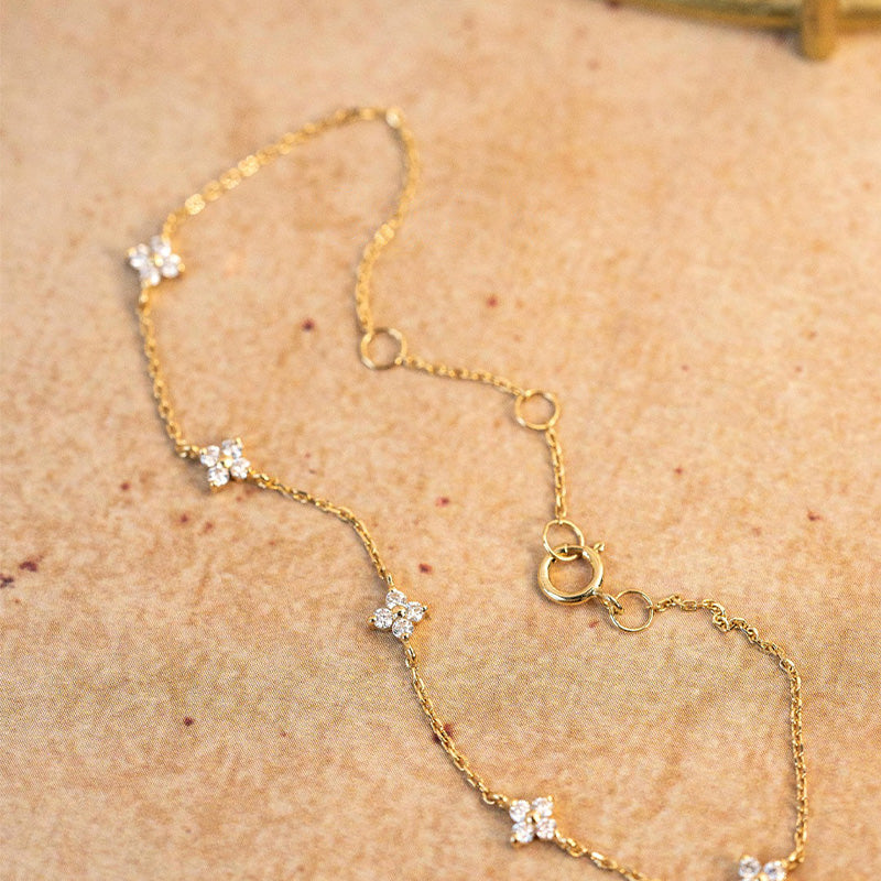 S925 Silver-Plated 18K Gold Four-Leaf Clover Bracelet - Luminous Amore