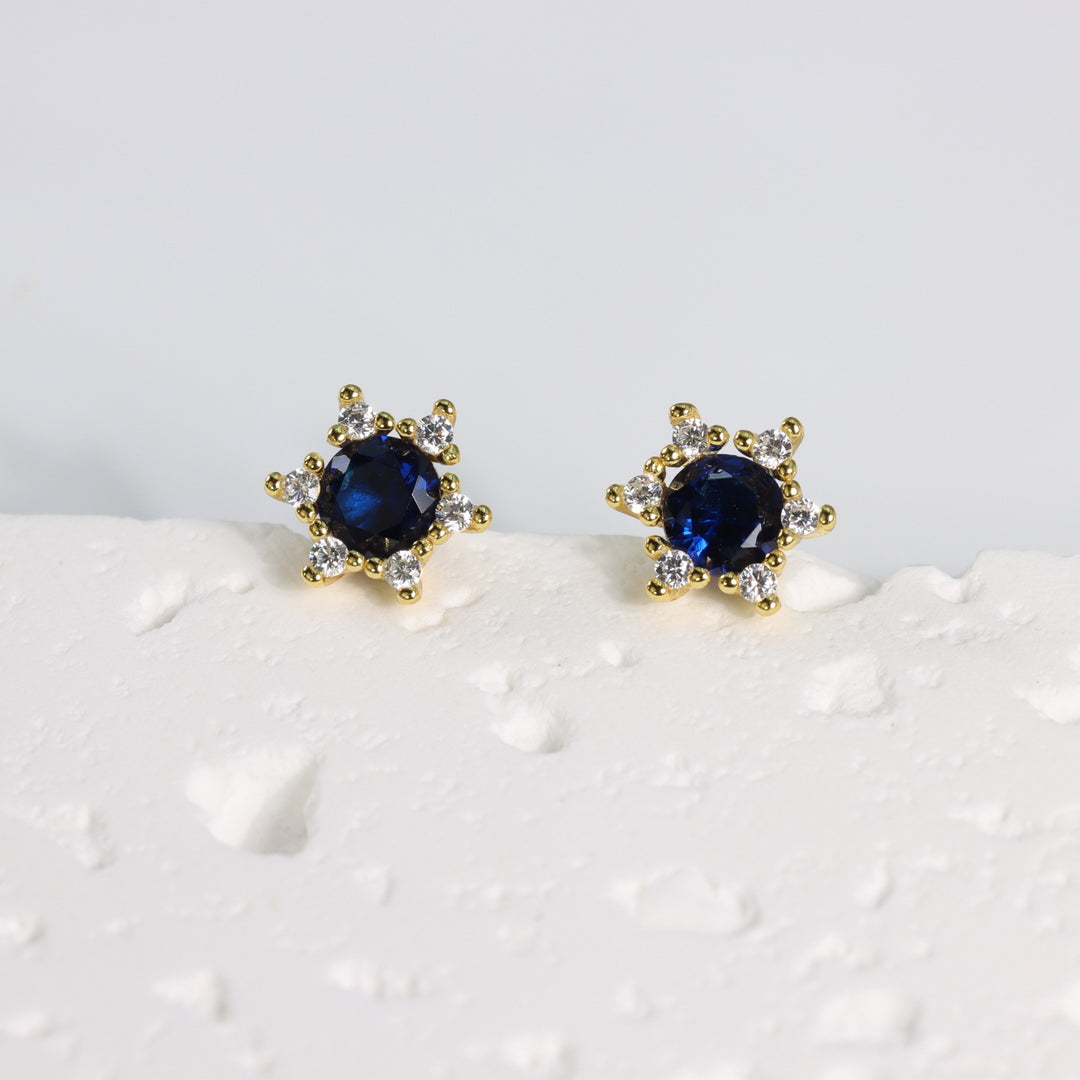 LONDON BLUE STONE STUD EARRINGS - Luminous Amore