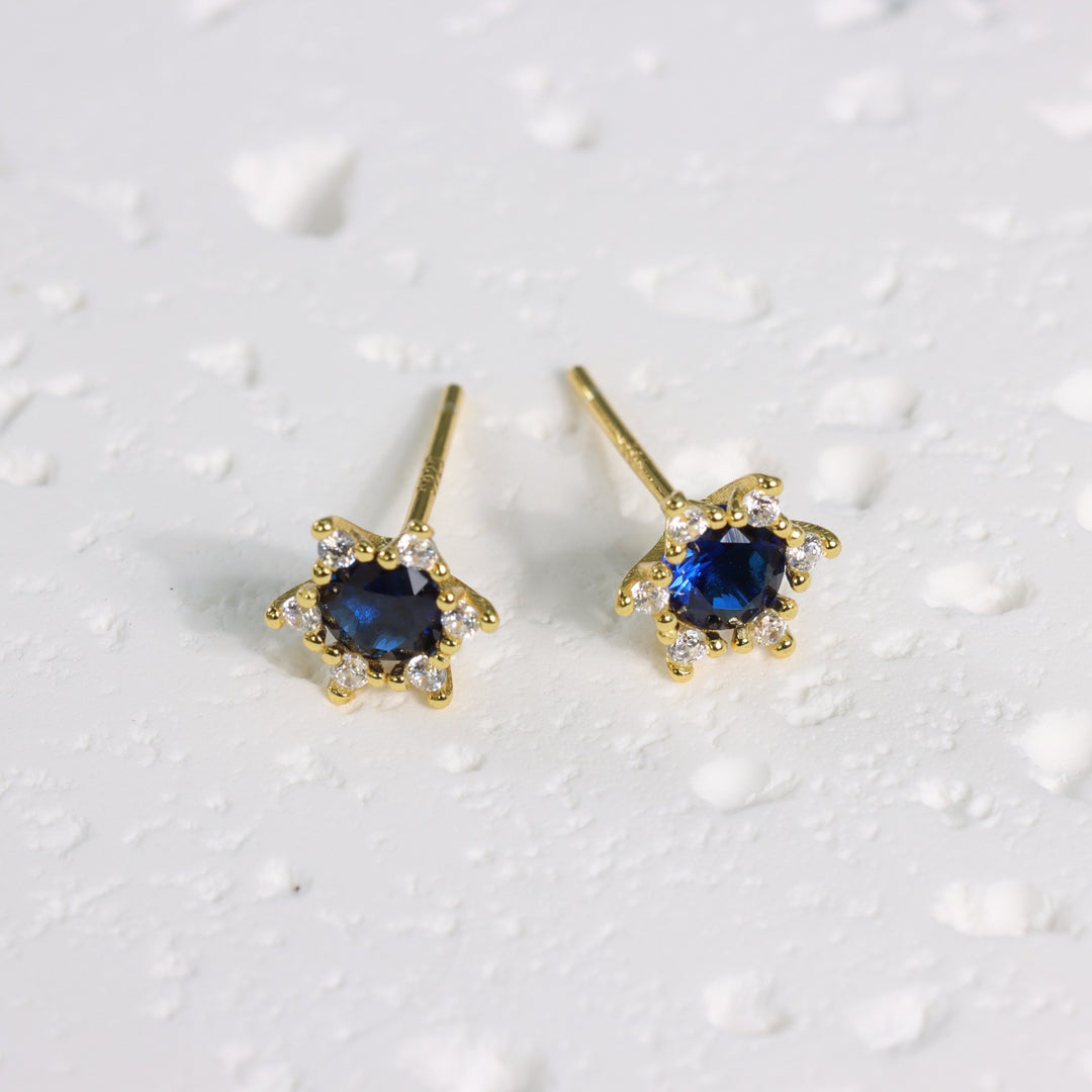 LONDON BLUE STONE STUD EARRINGS - Luminous Amore