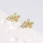 Load image into Gallery viewer, FLOWER CUBIC ZIRCONIA STUD EARRINGS - Luminous Amore
