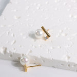 Load image into Gallery viewer, DROP PEARL STUD EARRINGS - Luminous Amore
