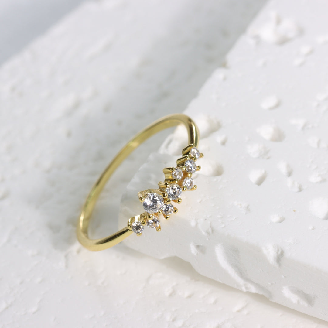 PLATED GOLD CUBIC ZIRCONIA FANCY DRESS RING - Luminous Amore
