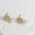 Load image into Gallery viewer, DROP PEARL STUD EARRINGS - Luminous Amore
