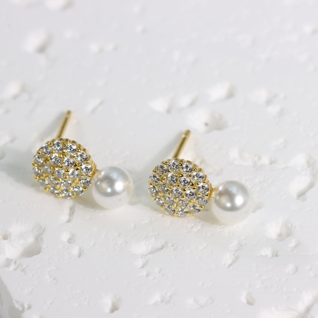 DROP PEARL STUD EARRINGS - Luminous Amore