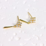 Load image into Gallery viewer, SINGLE CROSS DROP STUD EARRINGS - Luminous Amore

