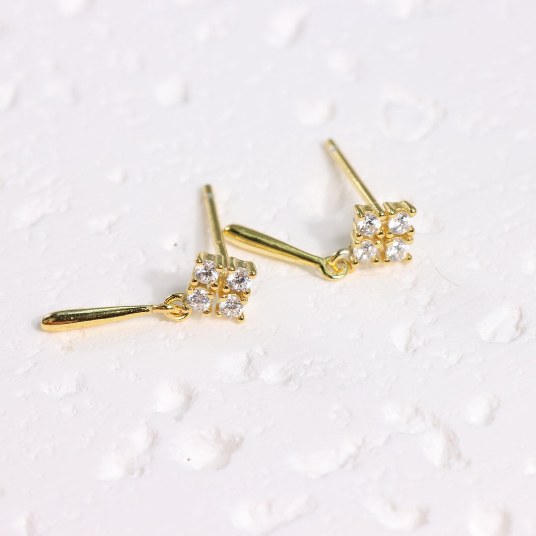 SINGLE CROSS DROP STUD EARRINGS - Luminous Amore