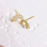 Load image into Gallery viewer, MOON PEARL STUD EARRINGS - Luminous Amore
