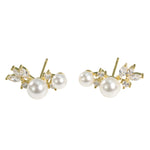 Load image into Gallery viewer, FEATHER PEARL STUD EARRINGS - Luminous Amore
