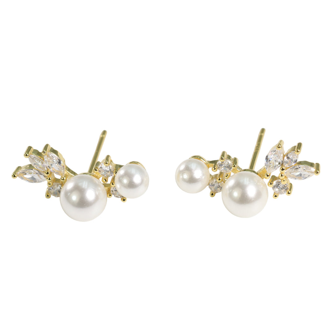 FEATHER PEARL STUD EARRINGS - Luminous Amore