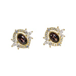 Load image into Gallery viewer, HALO EARRINGS WITH COFFEE ZIRCONIA - Luminous Amore
