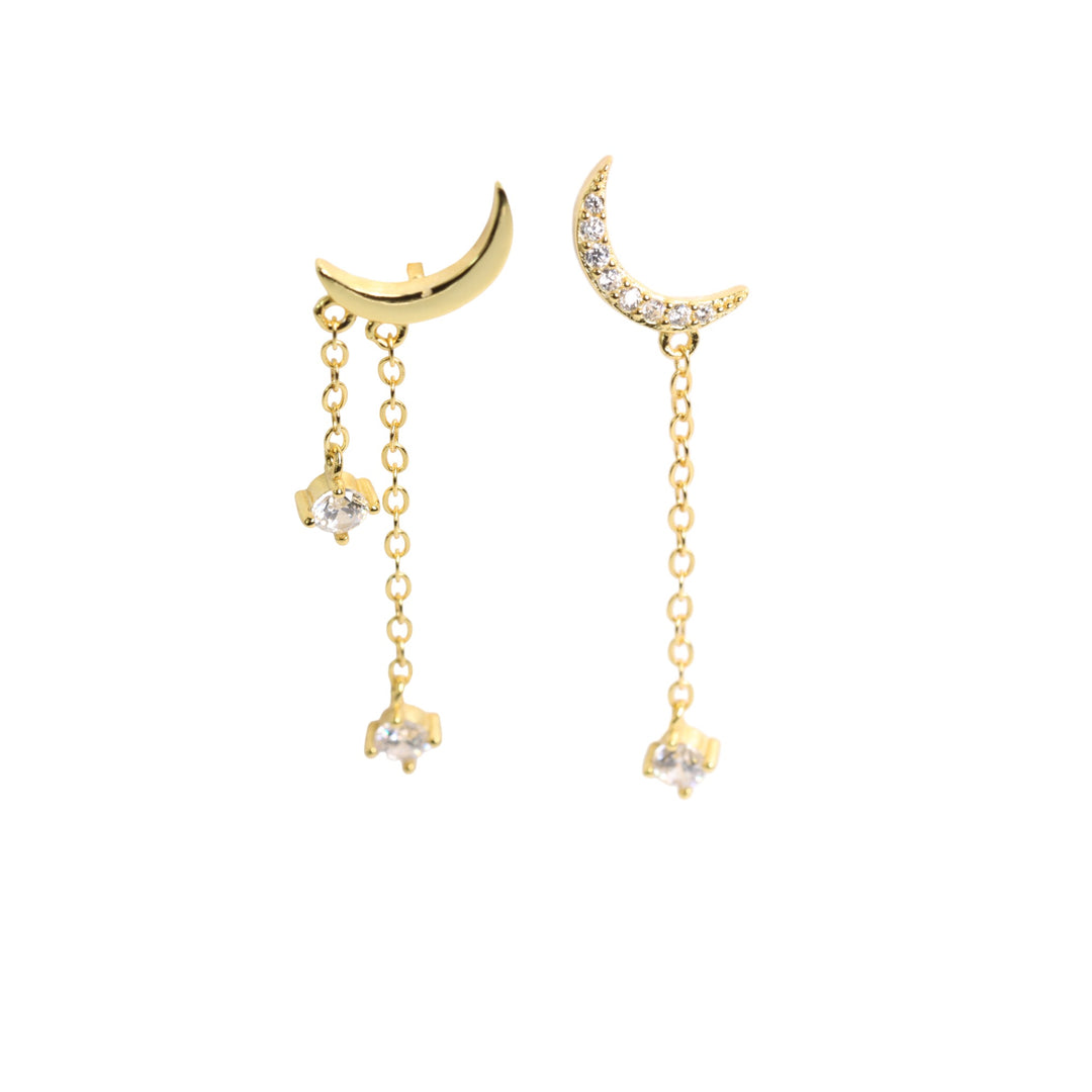 MOONLIGHT THREADER STUD EARRINGS - Luminous Amore