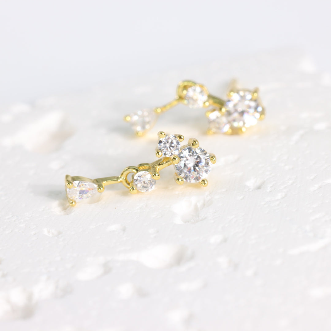 ZIRONIA SET VINTAGE MINI STUD EARRINGS - Luminous Amore