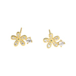 Load image into Gallery viewer, FLOWER CUBIC ZIRCONIA STUD EARRINGS - Luminous Amore

