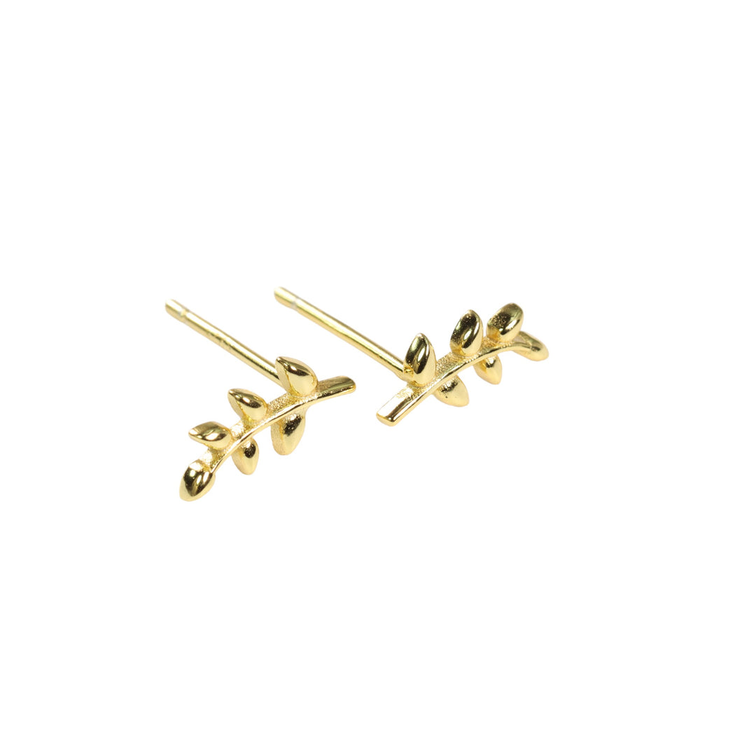 MINI GOLDEN LEAF STUD EARRINGS - Luminous Amore
