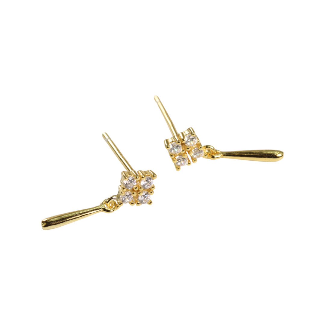 SINGLE CROSS DROP STUD EARRINGS - Luminous Amore